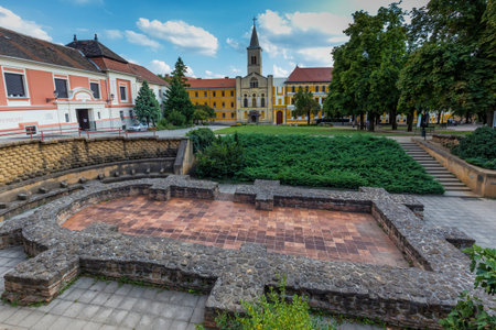 City Pecs (Sopianae) - historical town centre, Early Christian Mausoleum, Saint Stephen's Square, Hungary.のeditorial素材