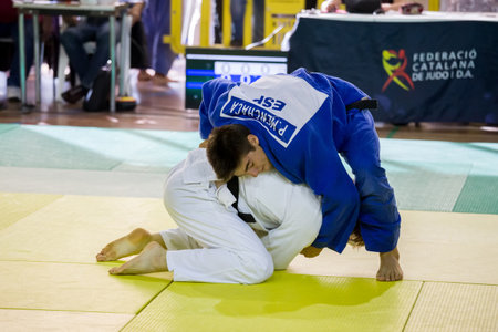 Competitors in Catalan Senior Judo Championships in Barcelona, 29 october 2016, Barcelona Spainのeditorial素材