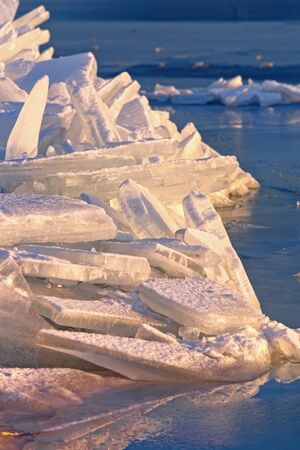 Many iceblocks on each other in Lake Balaton