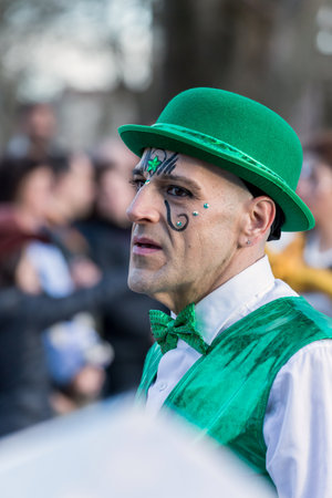 Participant of carnival parades in town Olot of Spain, 04 March 2017のeditorial素材