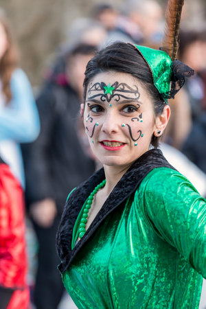Participant of carnival parades in town Olot of Spain, 04 March 2017のeditorial素材
