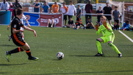 Kid's soccer championship in Sant Antoni de Calonge in Spain, 12 April 2017のeditorial素材