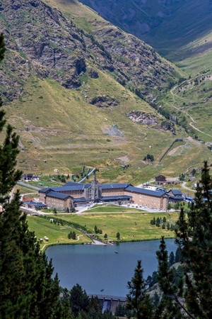 Valley de Nuria Sanctuary in the catalan pyrenees, Spain