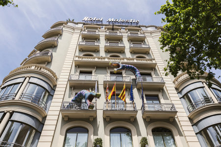 Barcelona, Spain. Hotel Majestic on Passeig de Gracia.April 23, 2017 Spainのeditorial素材