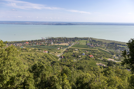 Landscape from a lake Balaton in Hungary take the picture from a mountain Badacsonyの写真素材