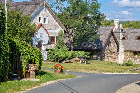 Traditional houses from Hungary, near lake Balaton, village Salfoldのeditorial素材