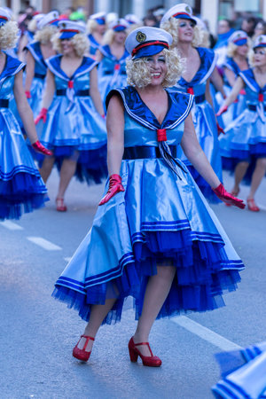 Palamos, Spain - february 10, 2018, Traditional carnival parade in a small town Palamos, in Catalonia, in Spain .のeditorial素材