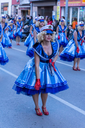 Palamos, Spain - february 10, 2018, Traditional carnival parade in a small town Palamos, in Catalonia, in Spain .のeditorial素材