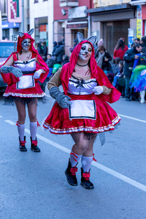 Palamos, Spain - february 10, 2018, Traditional carnival parade in a small town Palamos, in Catalonia, in Spain .のeditorial素材