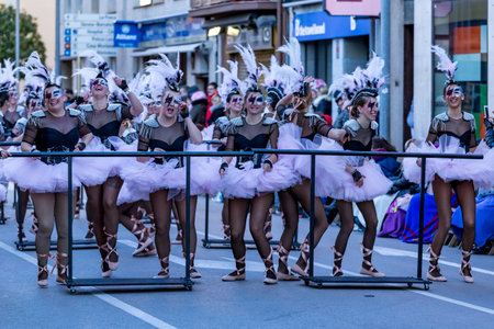 Palamos, Spain - february 10, 2018, Traditional carnival parade in a small town Palamos, in Catalonia, in Spain .のeditorial素材