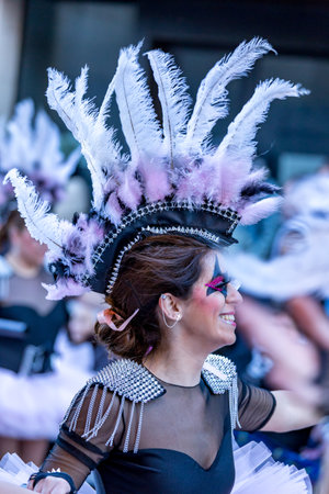Palamos, Spain - february 10, 2018, Traditional carnival parade in a small town Palamos, in Catalonia, in Spain .のeditorial素材