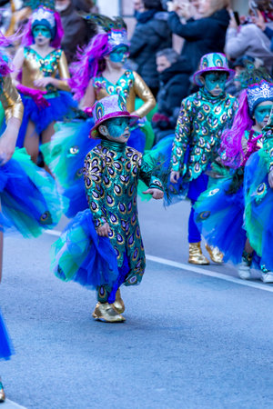 Palamos, Spain - february 10, 2018, Traditional carnival parade in a small town Palamos, in Catalonia, in Spain .のeditorial素材