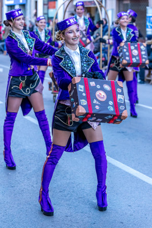 Palamos, Spain - february 10, 2018, Traditional carnival parade in a small town Palamos, in Catalonia, in Spain .のeditorial素材