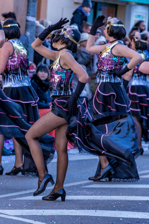 Palamos, Spain - february 10, 2018, Traditional carnival parade in a small town Palamos, in Catalonia, in Spain .のeditorial素材