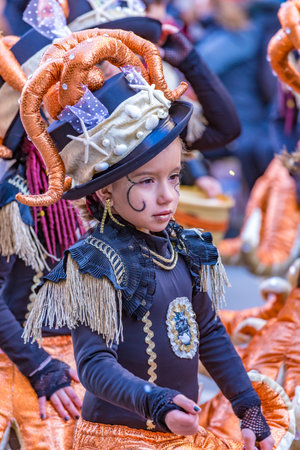 Palamos, Spain - february 10, 2018, Traditional carnival parade in a small town Palamos, in Catalonia, in Spain .のeditorial素材