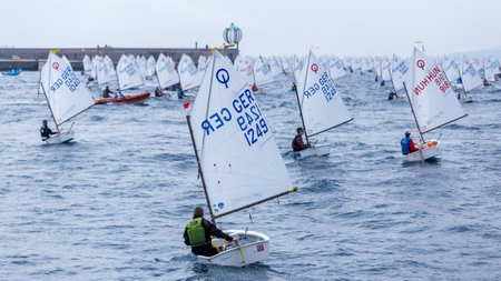 29th INTERNATIONAL PALAMOS OPTIMIST TROPHY 2018, 13TH NATIONS CUP, 16 Feb. 2018 , Town Palamos, Spainのeditorial素材