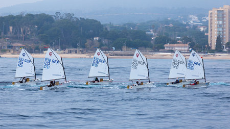 29th INTERNATIONAL PALAMOS OPTIMIST TROPHY 2018, 13TH NATIONS CUP, 16 Feb. 2018 , Town Palamos, Spainのeditorial素材