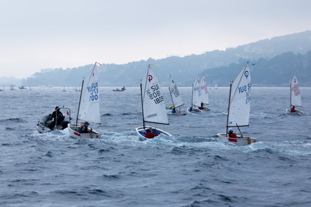 29th INTERNATIONAL PALAMOS OPTIMIST TROPHY 2018, 13TH NATIONS CUP, 16 Feb. 2018 , Town Palamos, Spainのeditorial素材