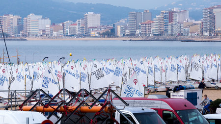 29th INTERNATIONAL PALAMOS OPTIMIST TROPHY 2018, 13TH NATIONS CUP, 16 Feb. 2018 , Town Palamos, Spainのeditorial素材