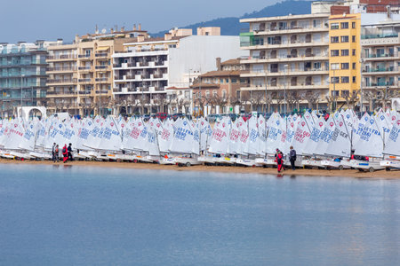 29th INTERNATIONAL PALAMOS OPTIMIST TROPHY 2018, 13TH NATIONS CUP, 16 Feb. 2018 , Town Palamos, Spainのeditorial素材