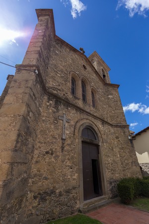 Beautiful ancient church in a small Spanish village Hostales den Bas, in Catalonia in Spain