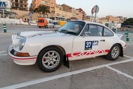 XV Rally Costa Brava Historic car race in a small town Palamos in Catalonia. 04. 19. 2018 Spain,...