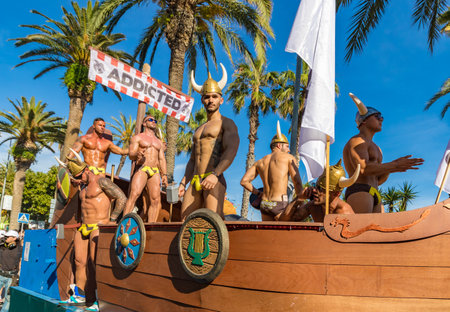 Pride of the lesbian, gay, bisexual and transgender People in the streets of Sitges, Spain on 17. Juny, 2018のeditorial素材