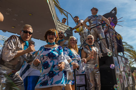 Pride of the lesbian, gay, bisexual and transgender People in the streets of Sitges, Spain on 17....