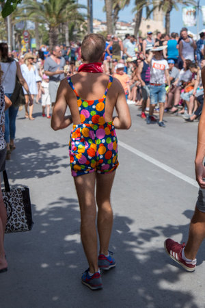 Pride of the lesbian, gay, bisexual and transgender People in the streets of Sitges, Spain on 17. Juny, 2018のeditorial素材