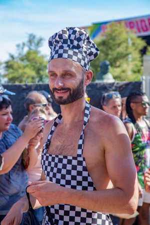 Pride of the lesbian, gay, bisexual and transgender People in the streets of Sitges, Spain on 17. Juny, 2018のeditorial素材