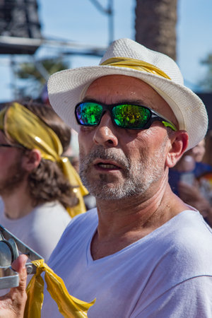 Pride of the lesbian, gay, bisexual and transgender People in the streets of Sitges, Spain on 17. Juny, 2018のeditorial素材