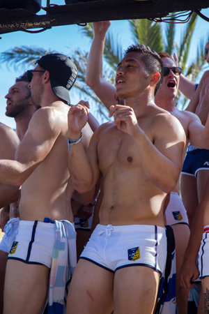 Pride of the lesbian, gay, bisexual and transgender People in the streets of Sitges, Spain on 17. Juny, 2018のeditorial素材
