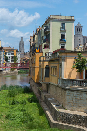 Nice water landmark in a spanish town Geronaのeditorial素材