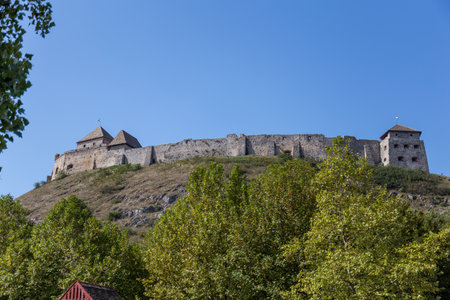 Ancient famous hungarian castle in small village Sumegのeditorial素材