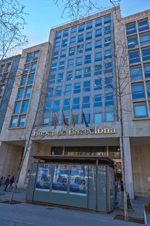 Interesting modern building in Barcelona, Spain. Building stock exchange. 15. 02. 2018 Spain