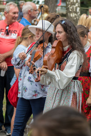 Traditional hungarian grape event participant in autumn in a village Badacsony. 09. 09. 2018 Hungaryのeditorial素材