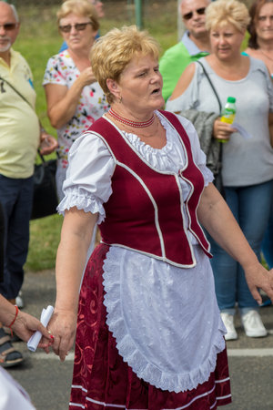 Traditional hungarian grape event participant in autumn in a village Badacsony. 09. 09. 2018 Hungaryのeditorial素材