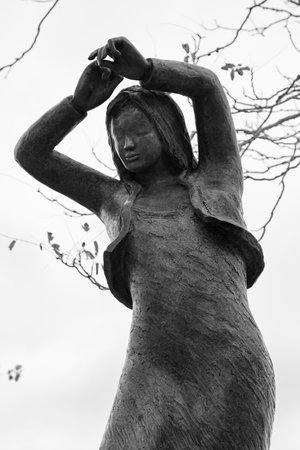Very nice sculpture from Carmen Amaya in a small Spanish village Begur in Costa Brava, 10. 14.02014 Spainのeditorial素材