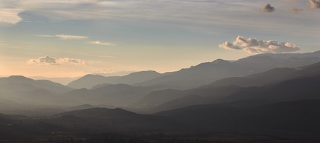 Beautiful mountain silhouette from Spain, near the small village Alp
