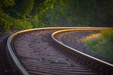 Big curve in a railwayの写真素材