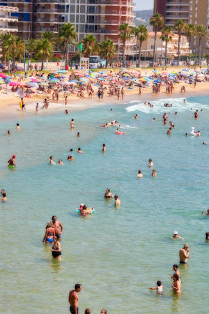 Beach on the Costa Brava (village Sant Antoni de Calonge) of Spain, 15. 07. 2017 Spain