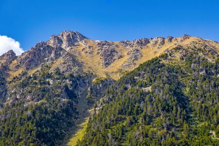 The beautiful AigÃ¼estortes i Estany de Sant Maurici National Park of the Spanish Pyrenees mountain in Cataloniaの写真素材