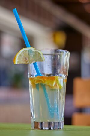 Refreshing lemonade with fruit decoration at summerの写真素材