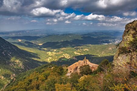 Beautiful autumn beech forest en mountain Montseny in Spain, near Viladrau