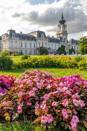 Famous Hungarian castle (Festetics) in a town Keszthelyのeditorial素材