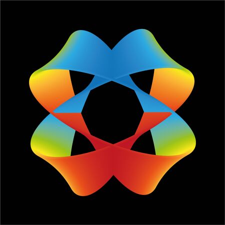 Interesting colorful logotype shape, vector image on a black backgroundのイラスト素材