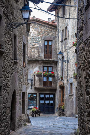 Streets of medieval village of Rupit, Catalonia of Spain