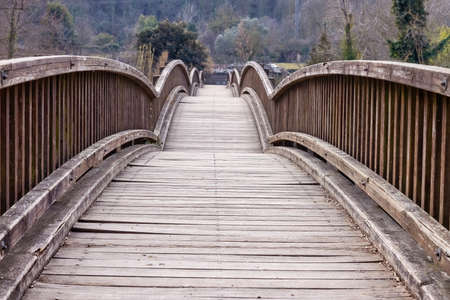 Nice wooden bridge with arches