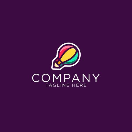Bulb and pencil logo template design emblem vector colorful creative modern and elegant style design templateのイラスト素材