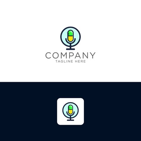 logo design combination of tablet and microphone modern styleのイラスト素材